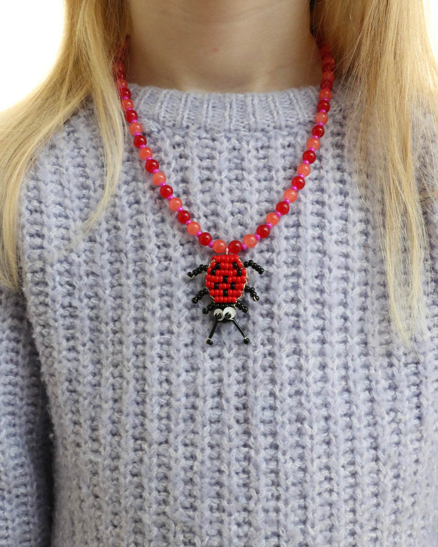 KIDS - ROOD/ORANJE KETTING ROOD LIEVEHEERSBEESTJE LITTLE LINA