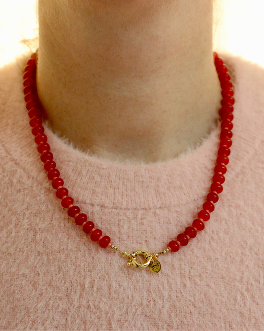 ORANJE/ZALMROZE RONDELLE KETTING EMBER