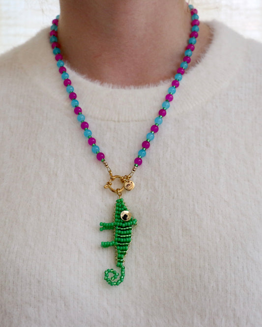 PAARS/BLAUWE KETTING GROENE KAMELEON CAMI