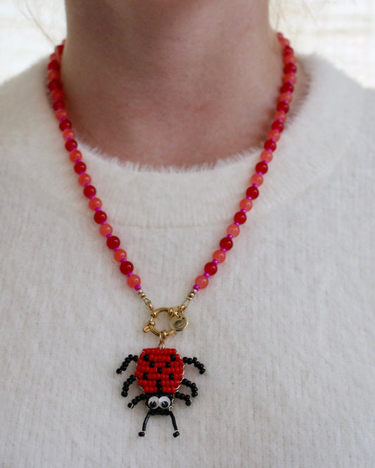 RED/ORANGE NECKLACE RED LADYBUG LINA