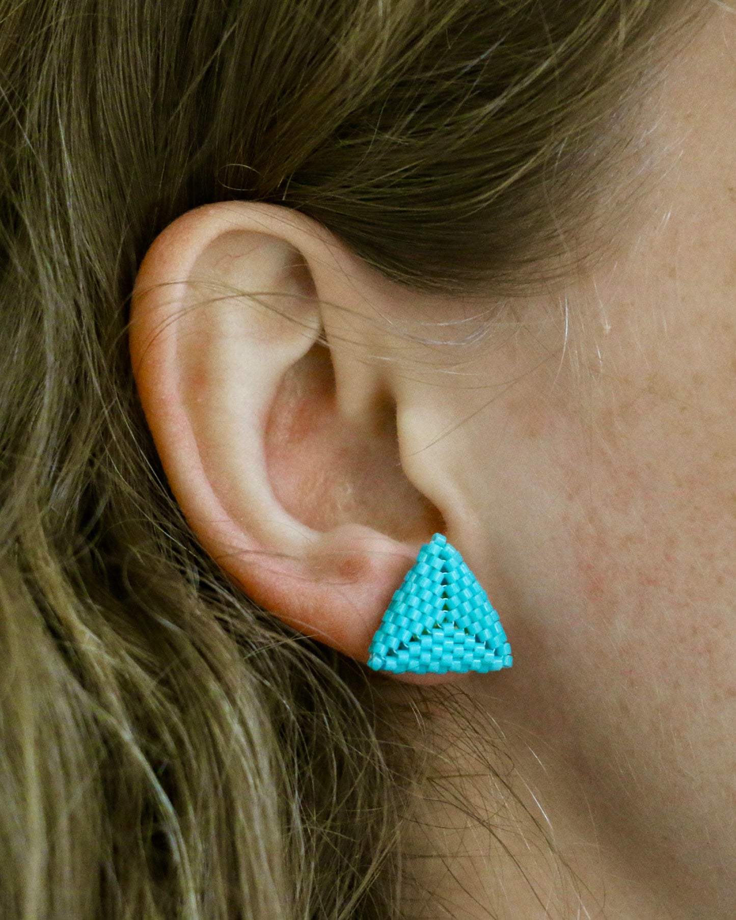 TURQUOISE TRIANGLE STUD EARRINGS