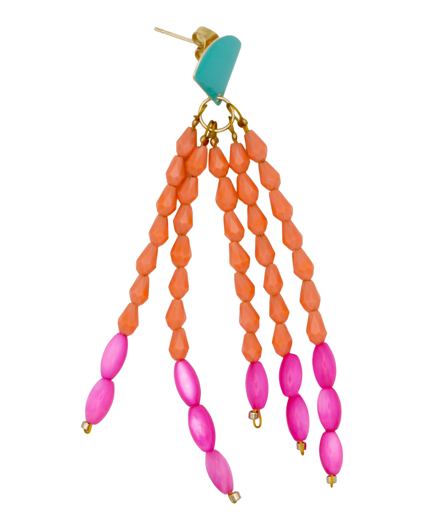 ORANJE ROZE STRING OORBELLEN