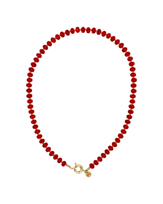 ORANJE/ZALMROZE RONDELLE KETTING EMBER