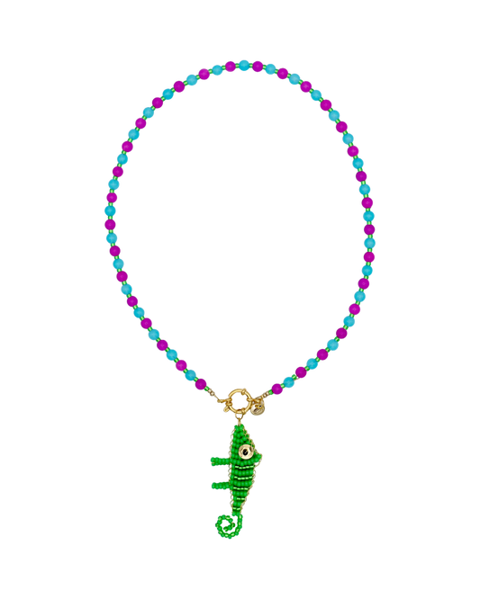 PAARS/BLAUWE KETTING GROENE KAMELEON CAMI