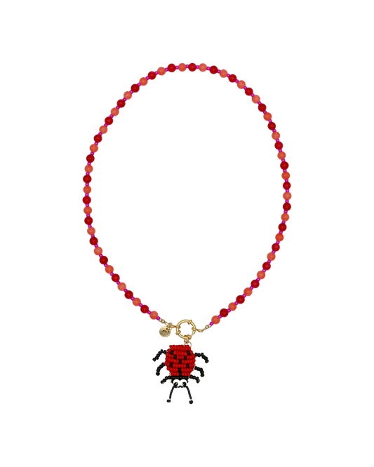RED/ORANGE NECKLACE RED LADYBUG LINA