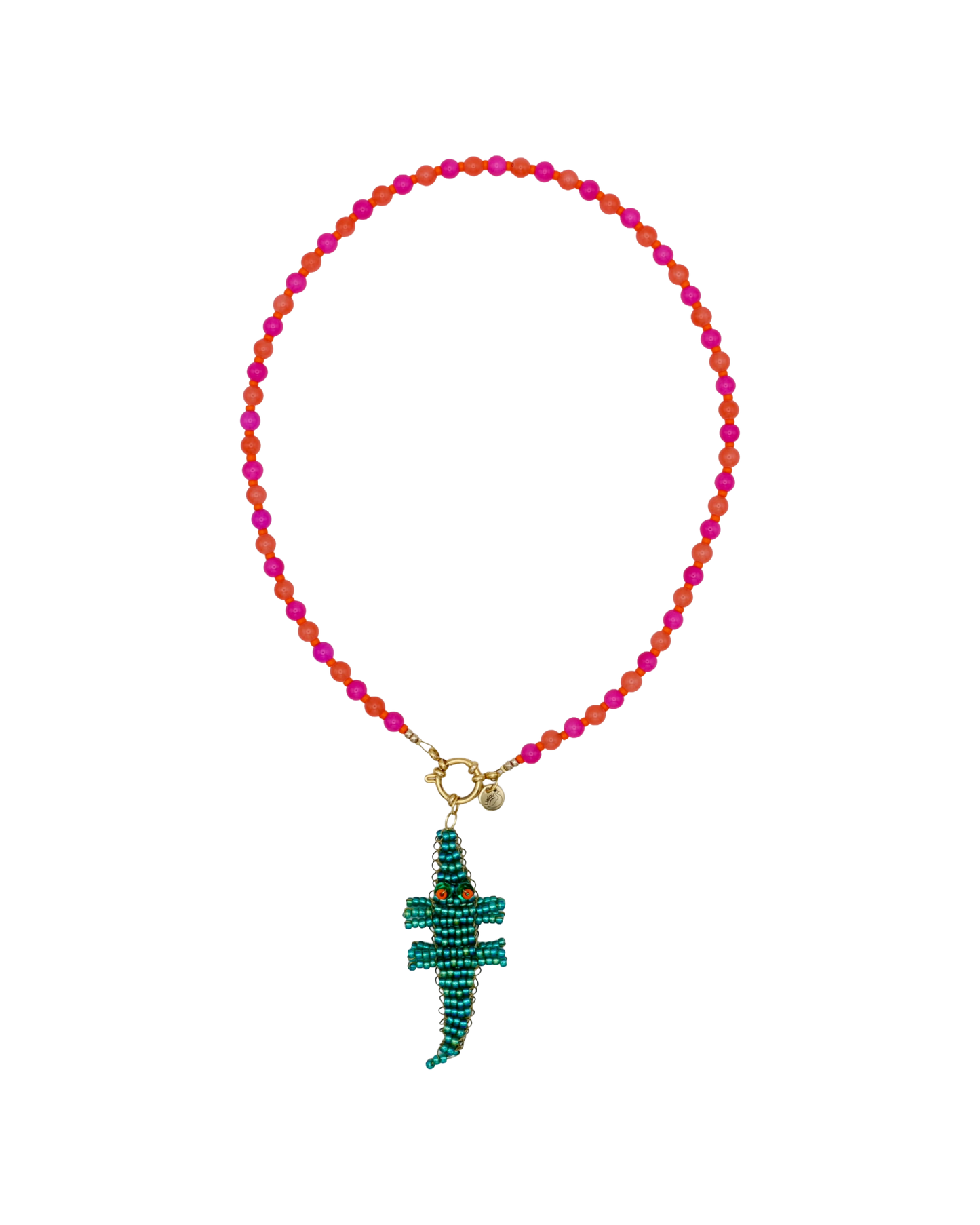 PINK/ORANGE NECKLACE EMERALD GREEN CROCODILE KAIA