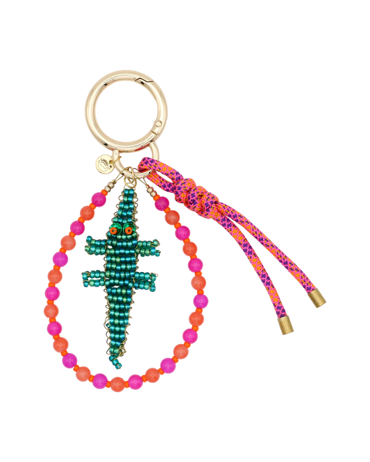 SMARAGDGROENE KROKODIL BAG CHARM KAIA