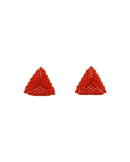 SPARKLING ORANGE TRIANGLE STUD EARRINGS