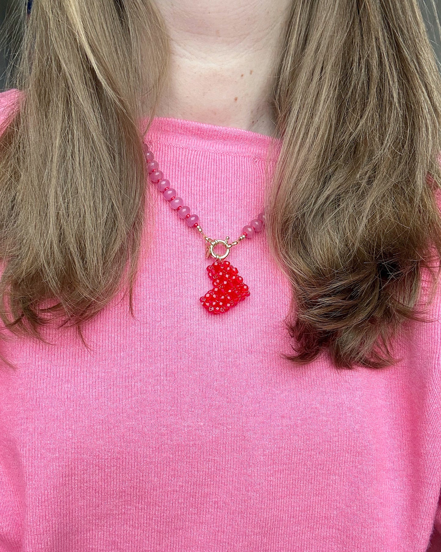 RODE HAPPY HEARTS KETTING