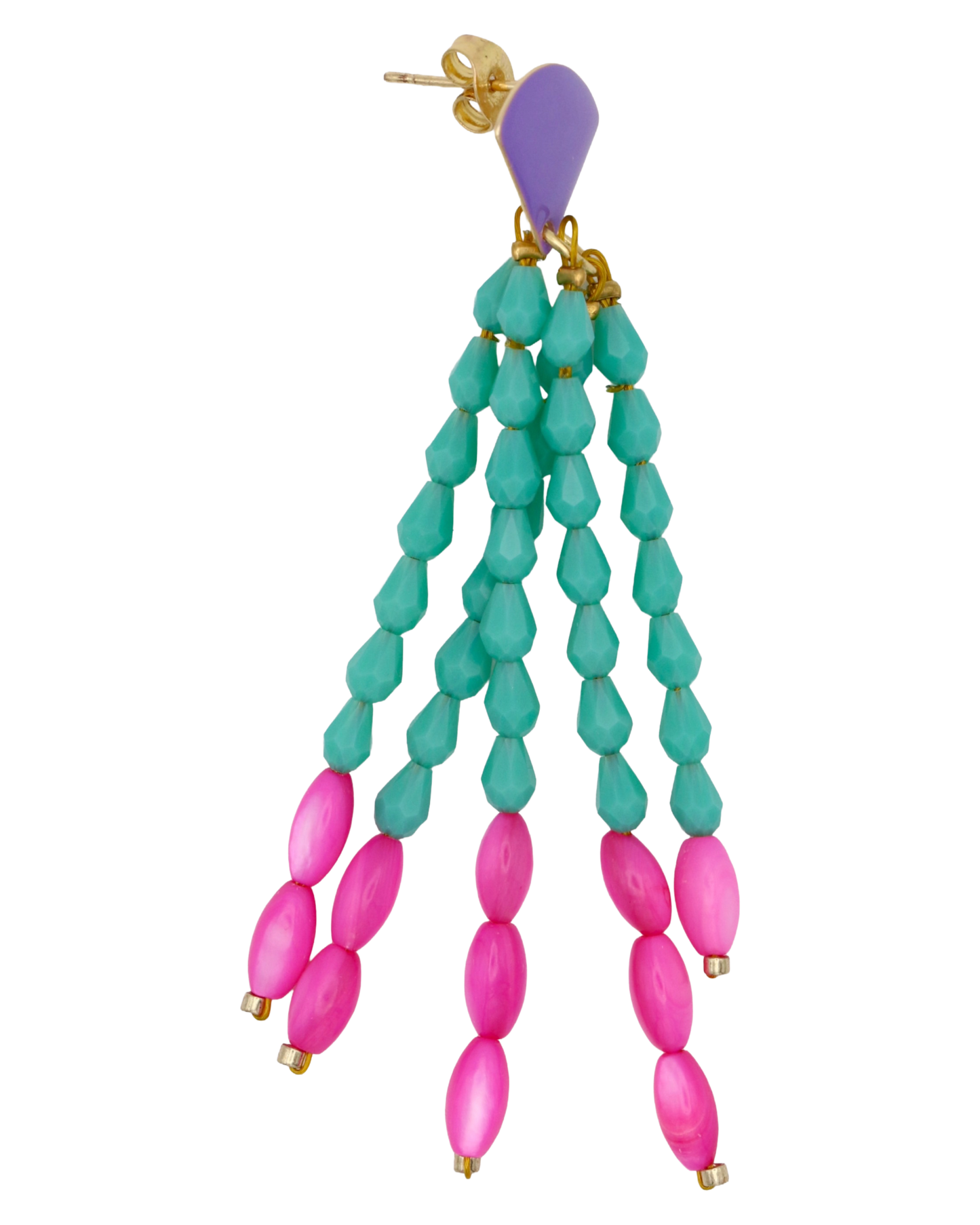 TURQUOISE ROZE STRING OORBELLEN