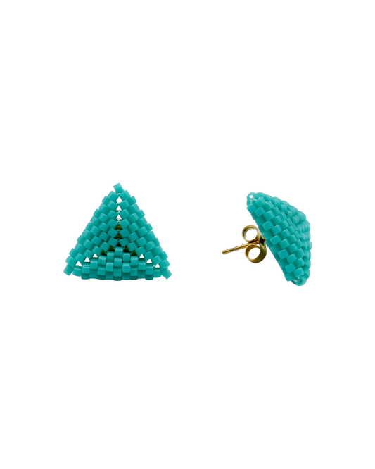 TURQUOISE TRIANGLE STUD OORBELLEN