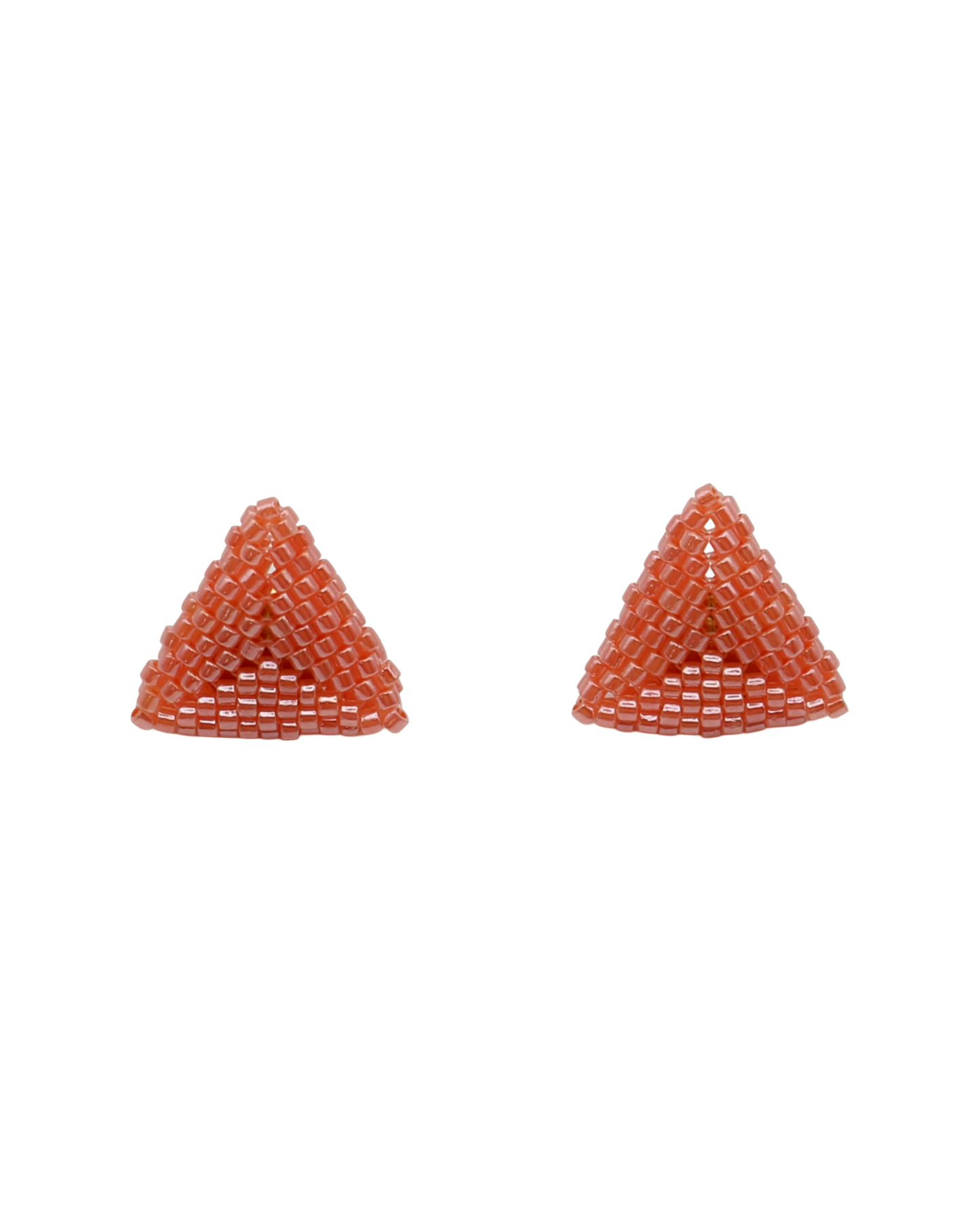 SALMON PINK TRIANGLE STUD EARRINGS